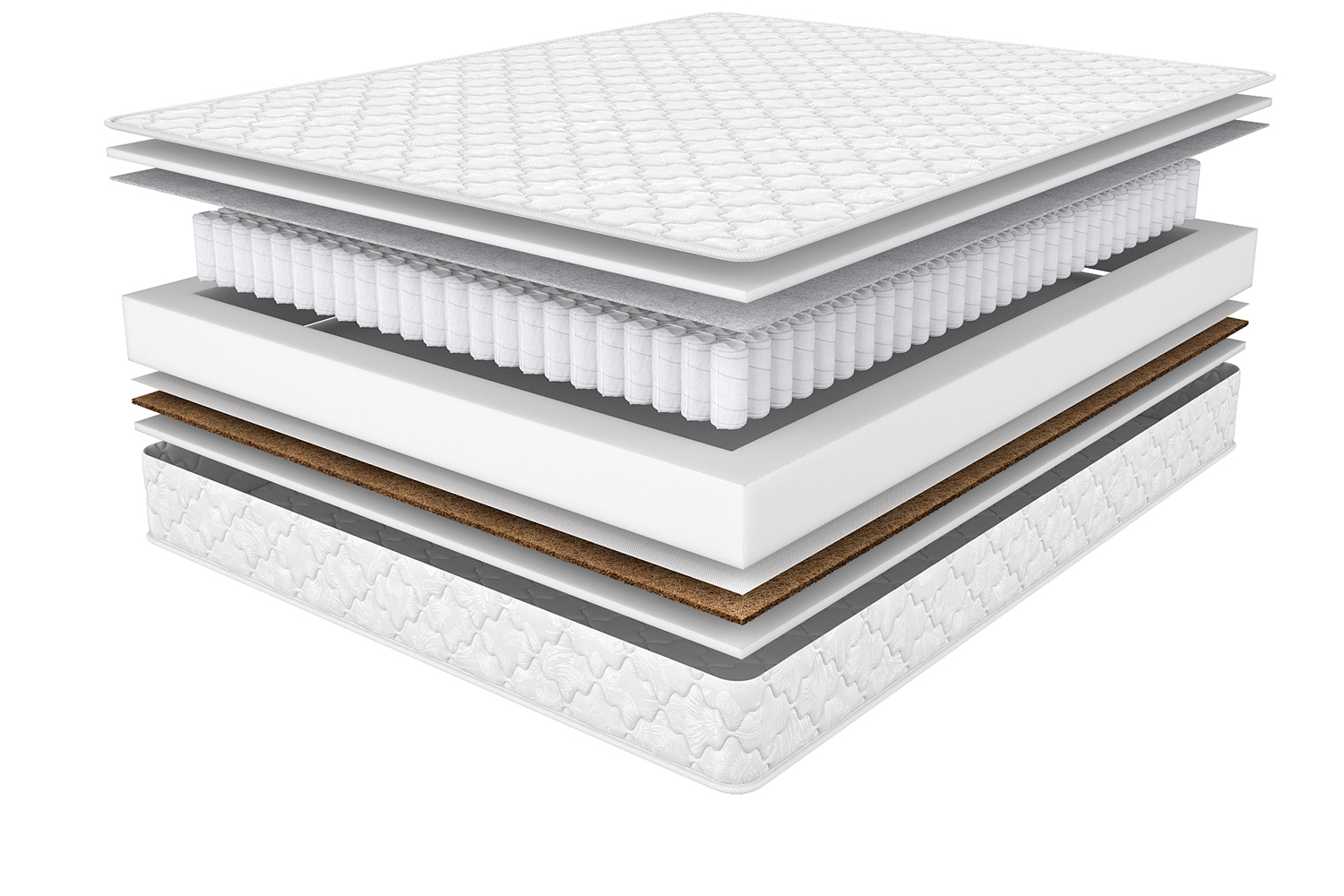A visualization of the Courage mattress in explosion format