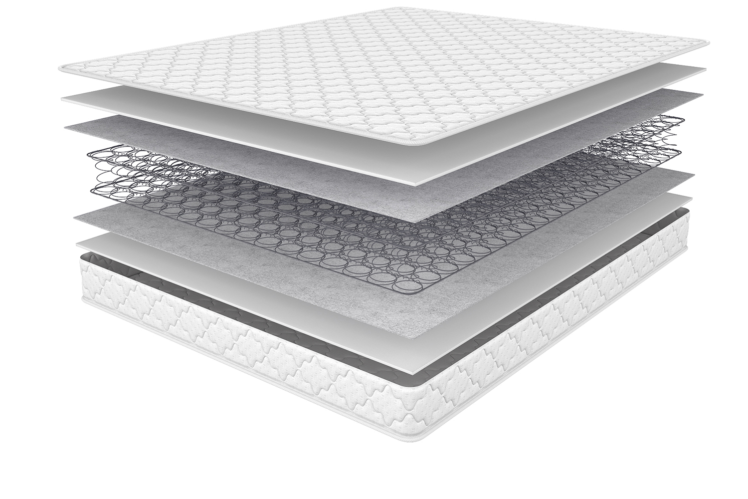 A visualization of the Mirage mattress in explosion format
