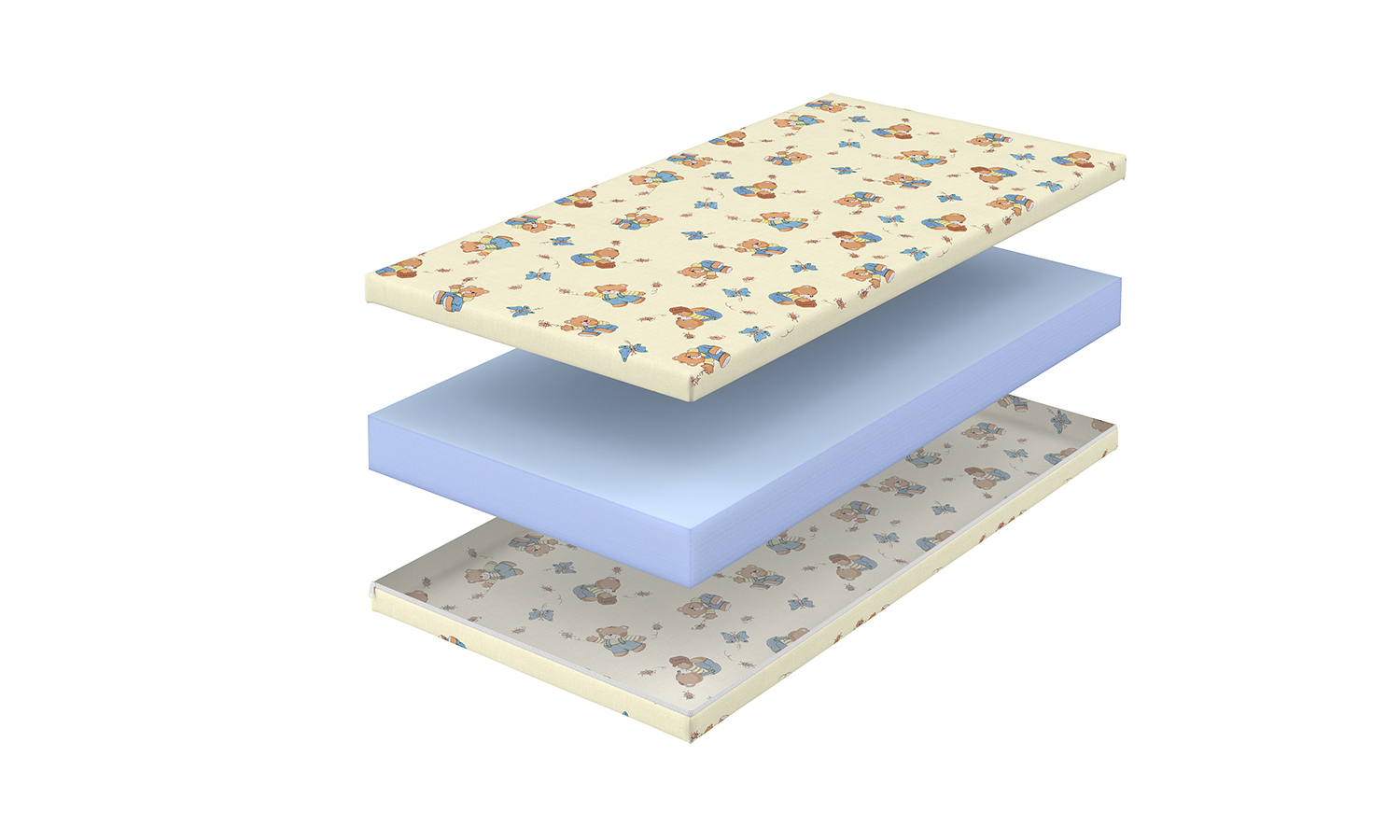 Explosion-sized rendering of a children's mattress