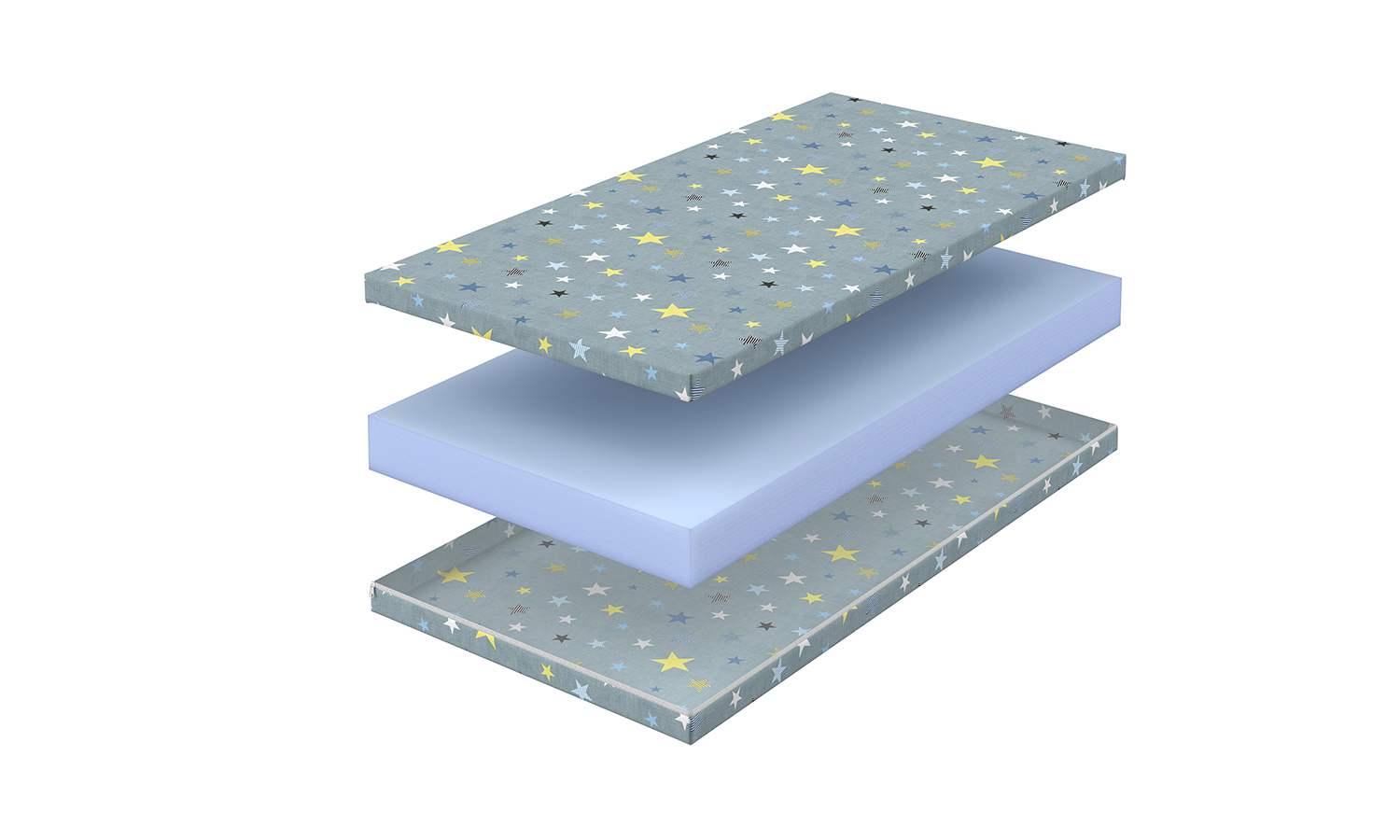 Explosion-sized rendering of a children's mattress