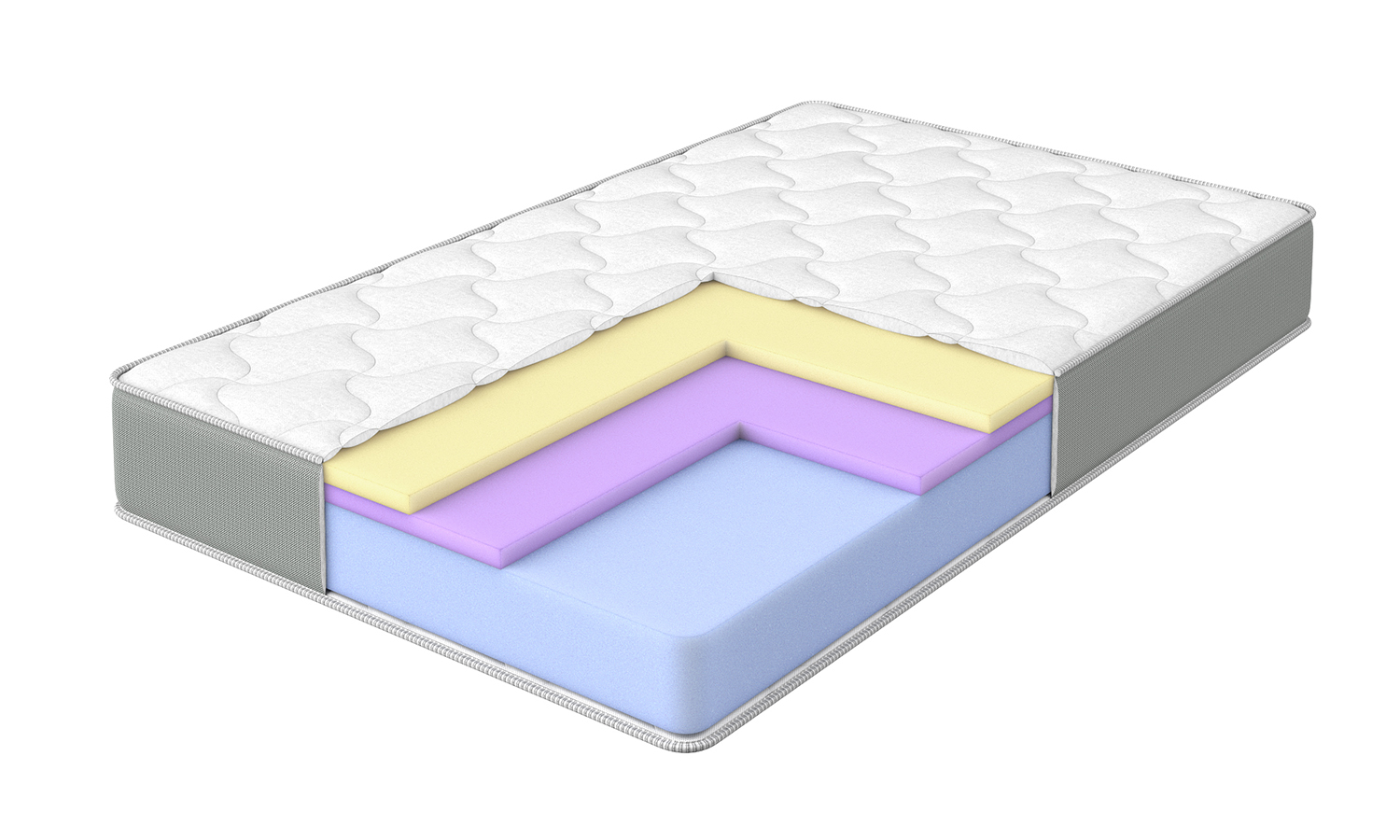 Visualization of a mattress in rectangular cross-section format