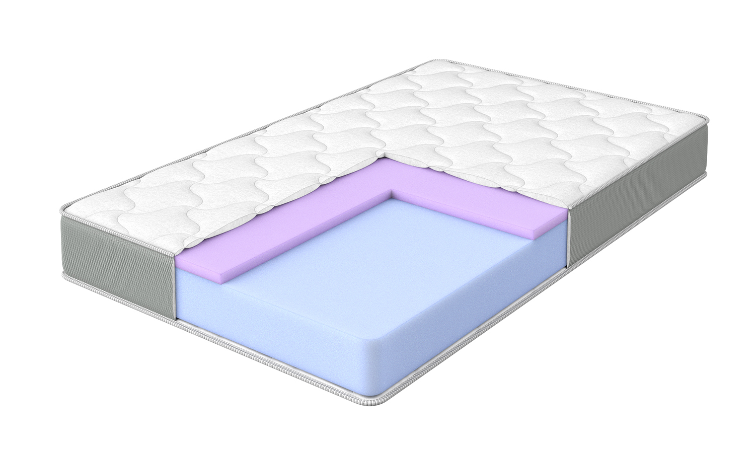 Visualization of a mattress in rectangular cross-section format